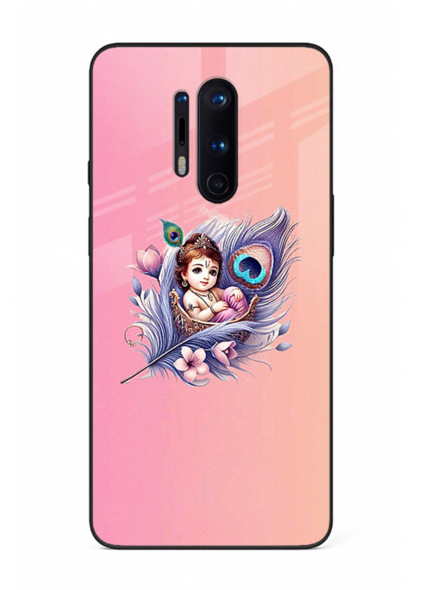 Krishna Radha floral peacock art OnePlus 8 Pro glass back romantic spiritual case
