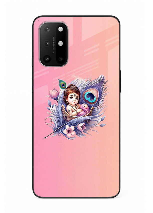 Krishna Radha floral peacock art OnePlus 8T glass back romantic spiritual case