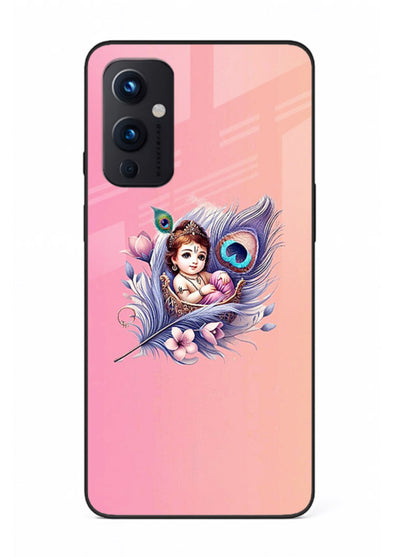Krishna Radha floral peacock art OnePlus 9 Pro glass back romantic spiritual case
