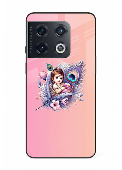 Krishna Radha floral peacock art OnePlus 10 Pro glass back romantic spiritual case
