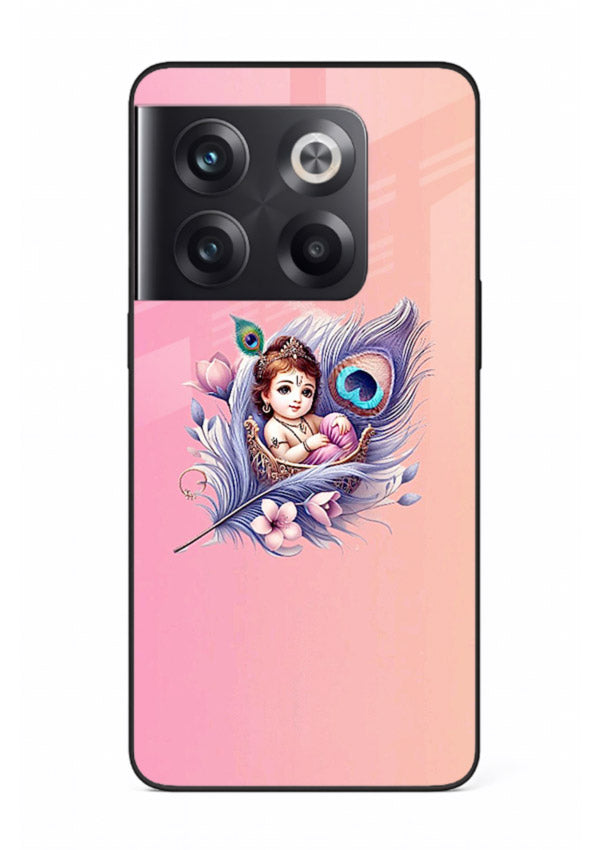 Krishna Radha floral peacock art OnePlus 10T glass back romantic spiritual case