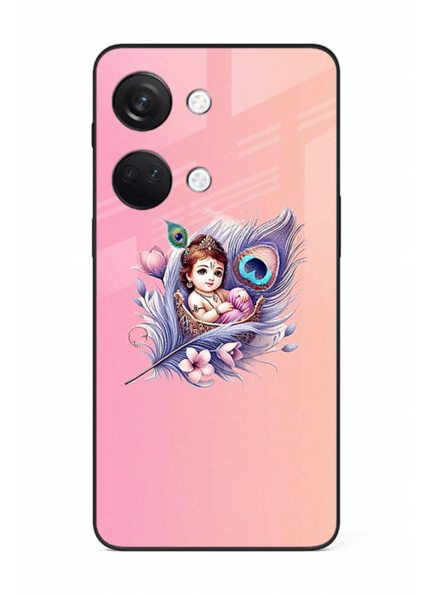 Krishna Radha floral peacock art OnePlus Nord 3 glass back romantic spiritual case