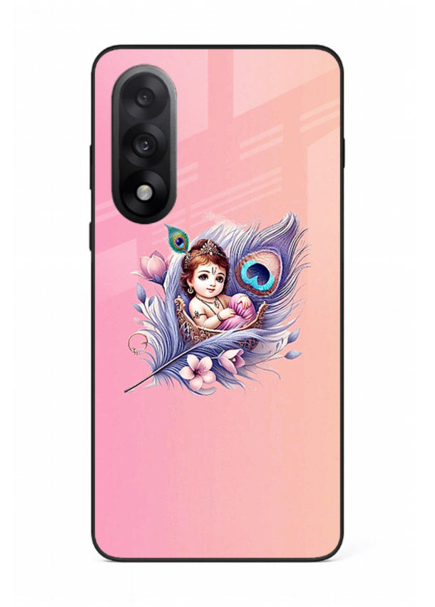 Krishna Radha floral peacock art OnePlus Nord 5 glass back romantic spiritual case