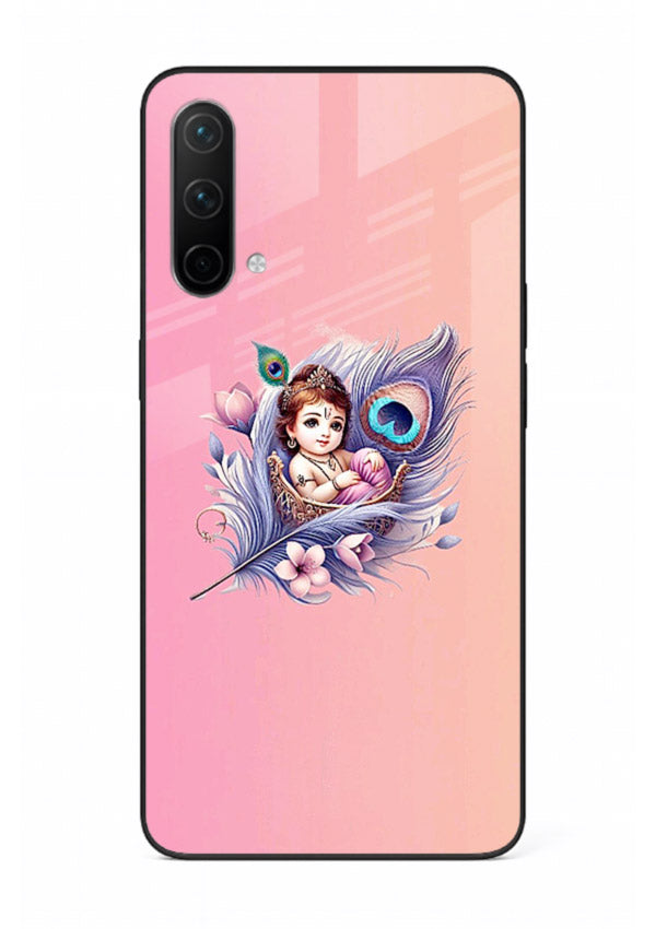 Krishna Radha floral peacock art OnePlus Nord CE 5G glass back romantic spiritual case