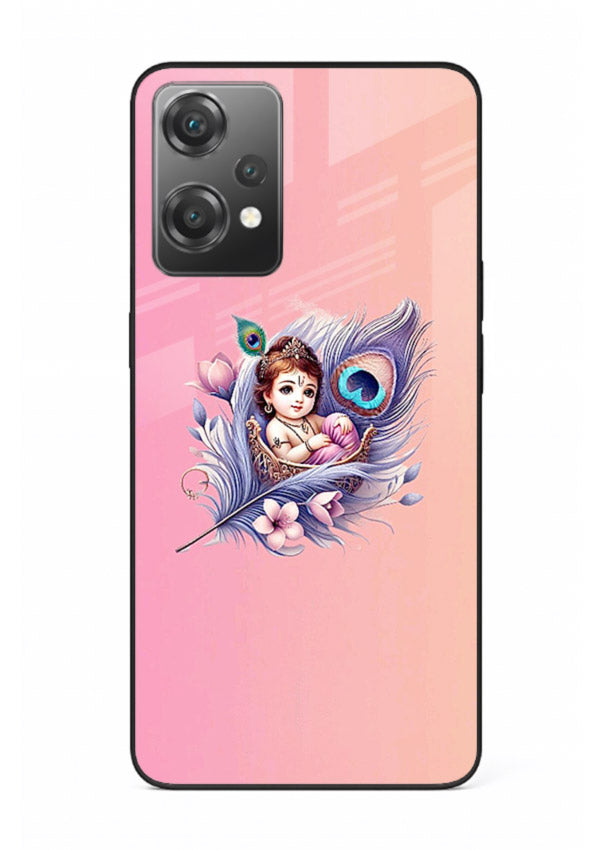 Krishna Radha floral peacock art OnePlus Nord CE2 Lite 5G glass back romantic spiritual case