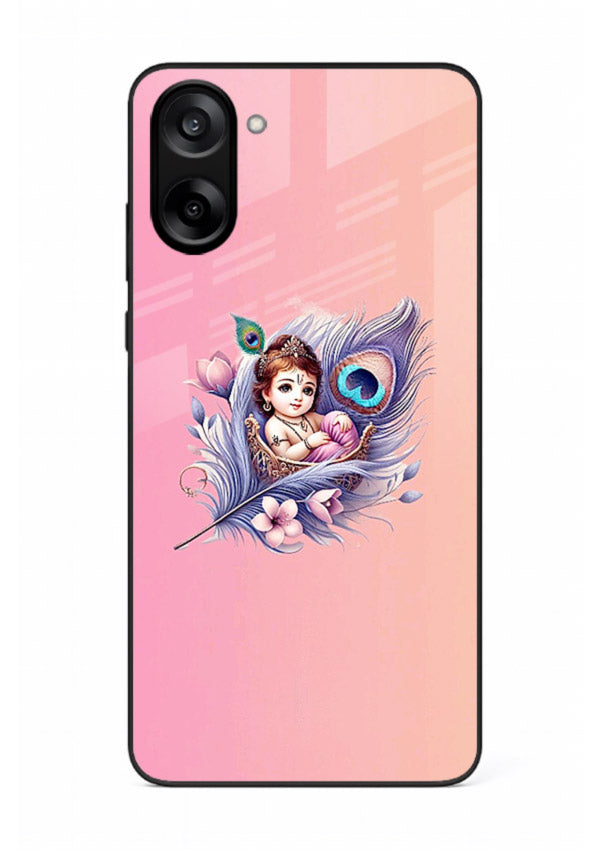 Krishna Radha floral peacock art OnePlus Nord CE5 glass back romantic spiritual case