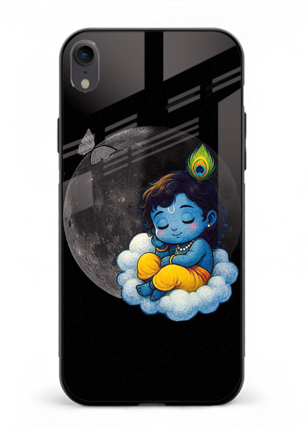 Baby Krishna sleeping on moon art iphone xr glass dreamy devotional case
