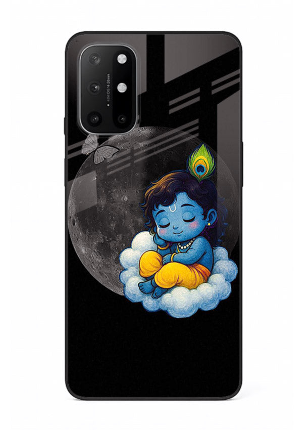 Baby Krishna sleeping on moon art OnePlus 8T glass dreamy devotional case