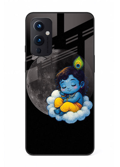Baby Krishna sleeping on moon art OnePlus 9 Pro glass dreamy devotional case