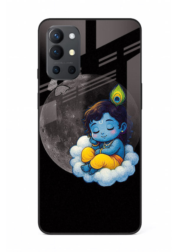 Baby Krishna sleeping on moon art OnePlus 9R glass dreamy devotional case