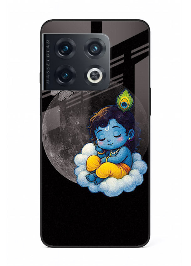 Baby Krishna sleeping on moon art OnePlus 10 Pro glass dreamy devotional case