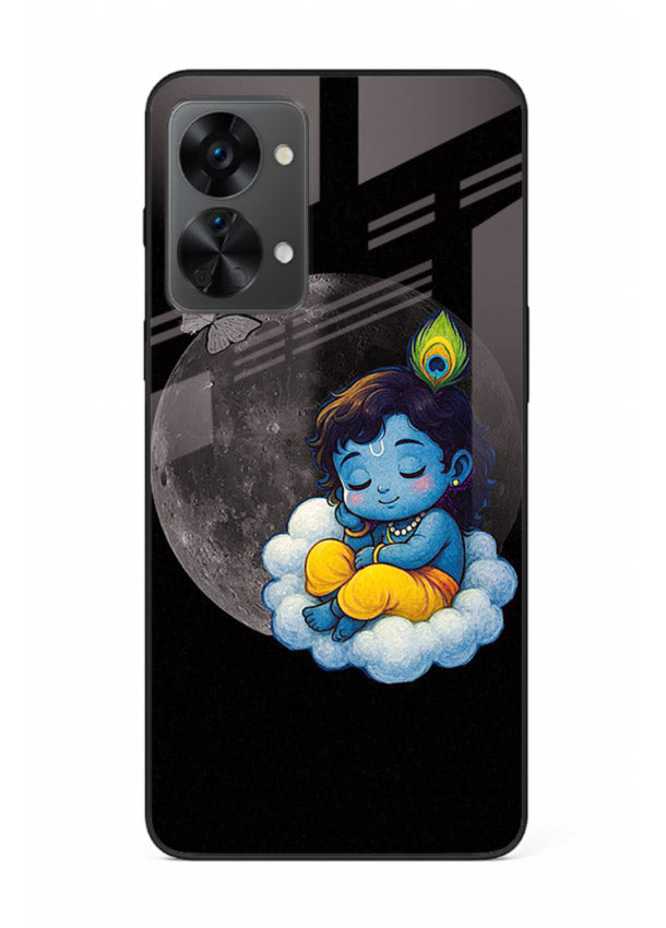Baby Krishna sleeping on moon art OnePlus Nord 2T glass dreamy devotional case