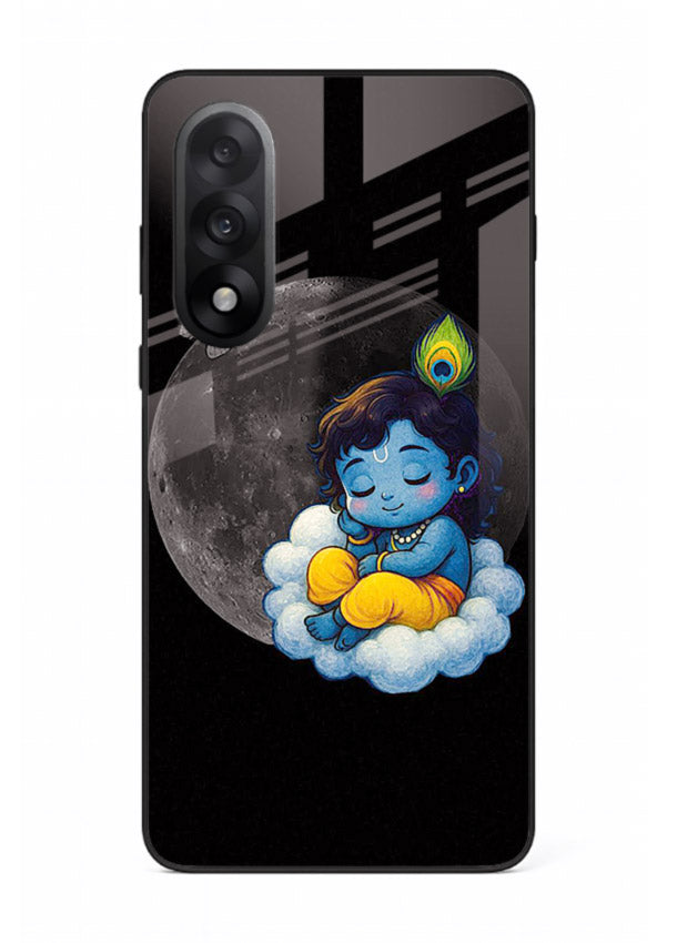 Baby Krishna sleeping on moon art OnePlus Nord 5 glass dreamy devotional case