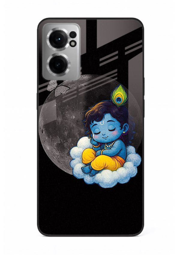 Baby Krishna sleeping on moon art OnePlus Nord CE2 5G glass dreamy devotional case