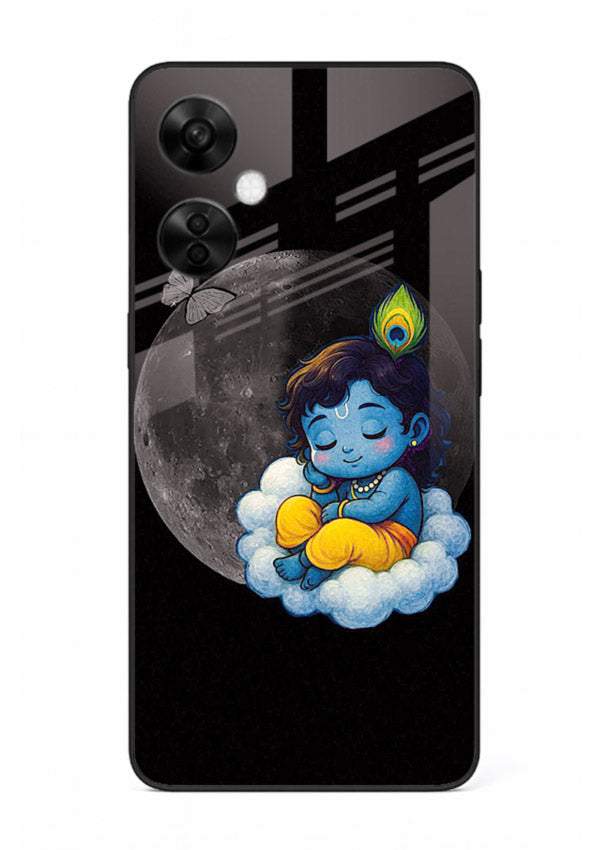 Baby Krishna sleeping on moon art OnePlus Nord CE3 Lite glass dreamy devotional case