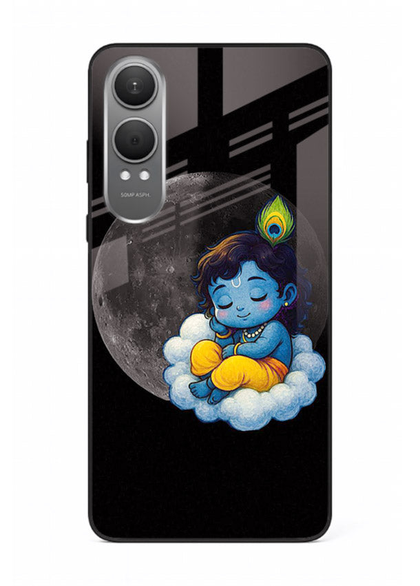 Baby Krishna sleeping on moon art OnePlus Nord CE4 Lite glass dreamy devotional case