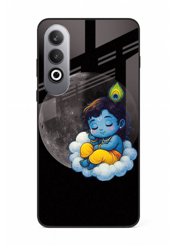 Baby Krishna sleeping on moon art OnePlus Nord CE4 glass dreamy devotional case
