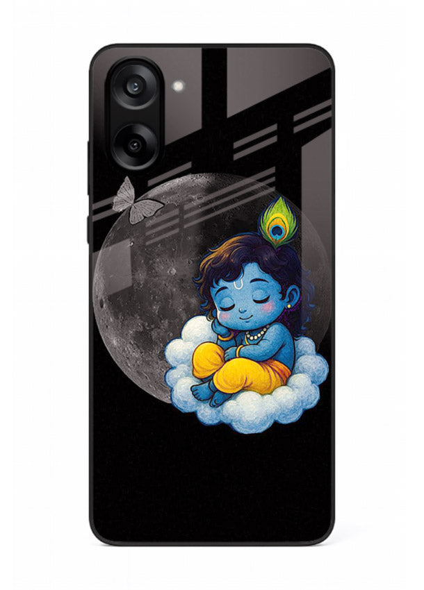 Baby Krishna sleeping on moon art OnePlus Nord CE5 glass dreamy devotional case