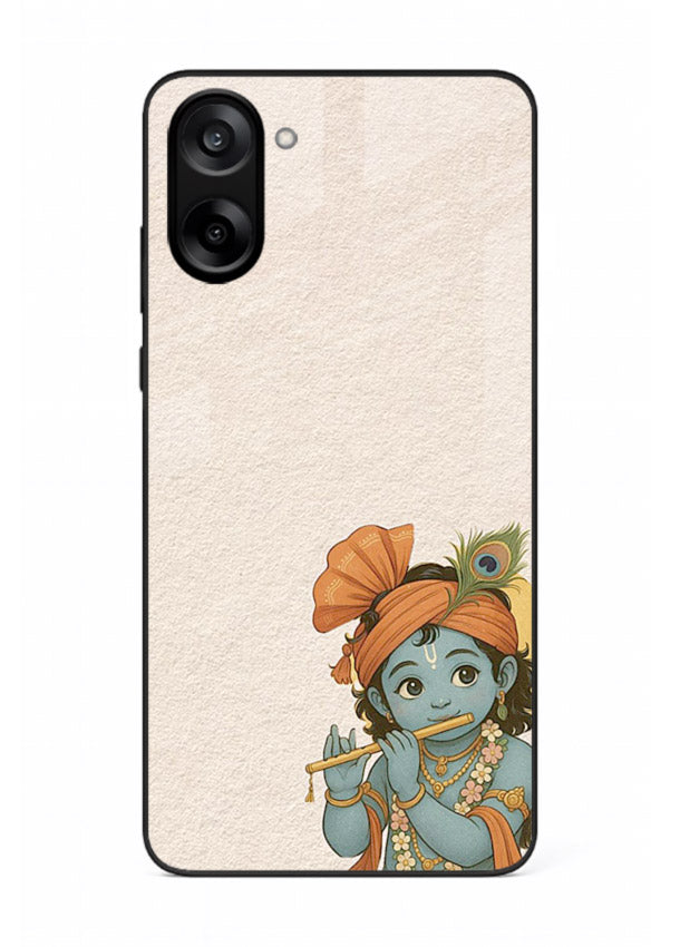 Krishna holding flute minimal beige OnePlus Nord CE5 glass back devotional cover