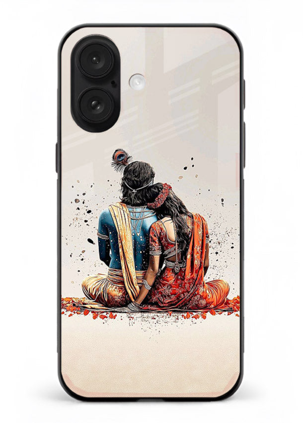 Radha Krishna back pose artwork for iphone 16 plus