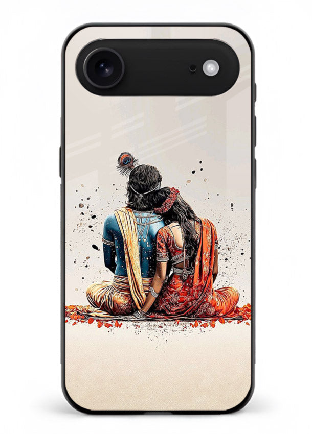 Radha Krishna back pose artwork for iphone 18 air