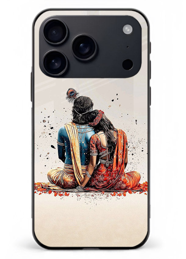 Radha Krishna back pose artwork for iphone 18 pro max