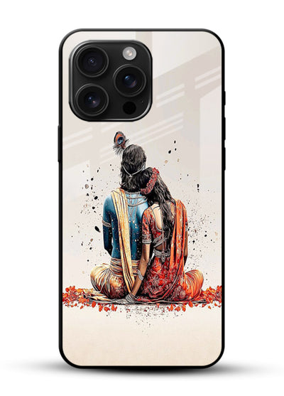 Radha Krishna back pose artwork for glossy vibrant premium - Angle Front