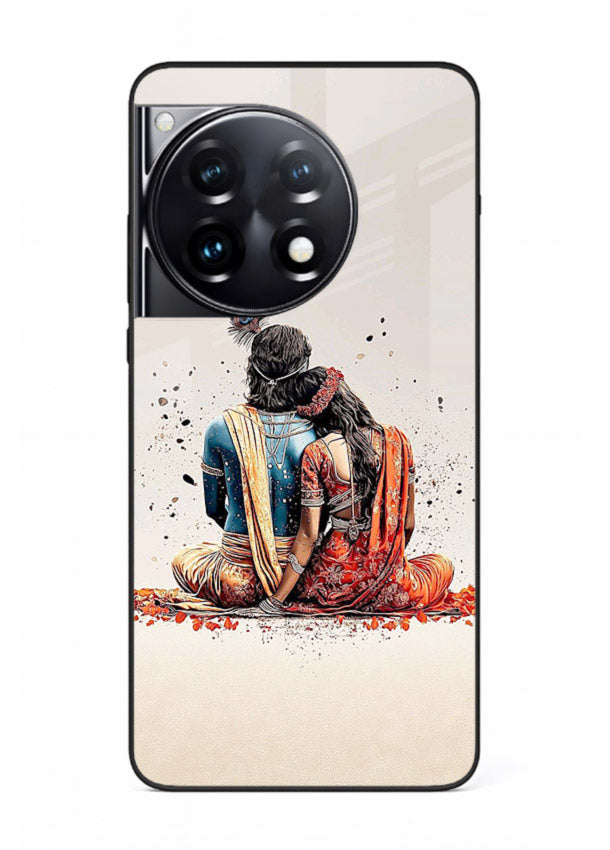 Radha Krishna back pose artwork for OnePlus 12R