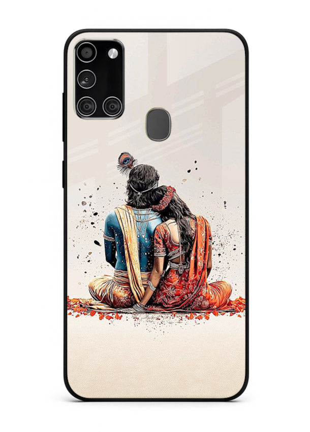 Radha Krishna back pose artwork for Samsung A21s