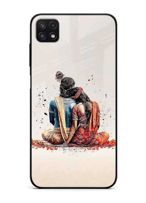 Radha Krishna back pose artwork for Samsung A22 5G