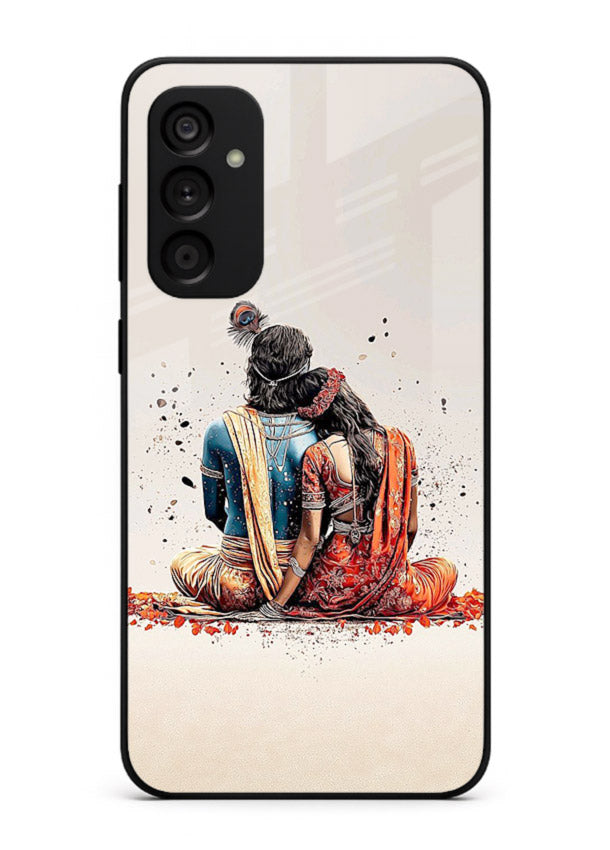 Radha Krishna back pose artwork for Samsung F54 5G