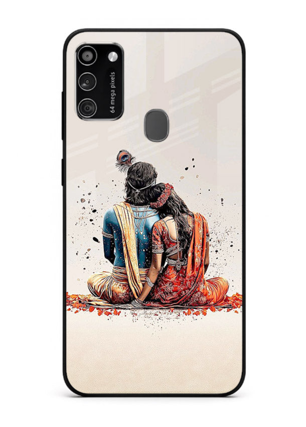 Radha Krishna back pose artwork for Samsung M21