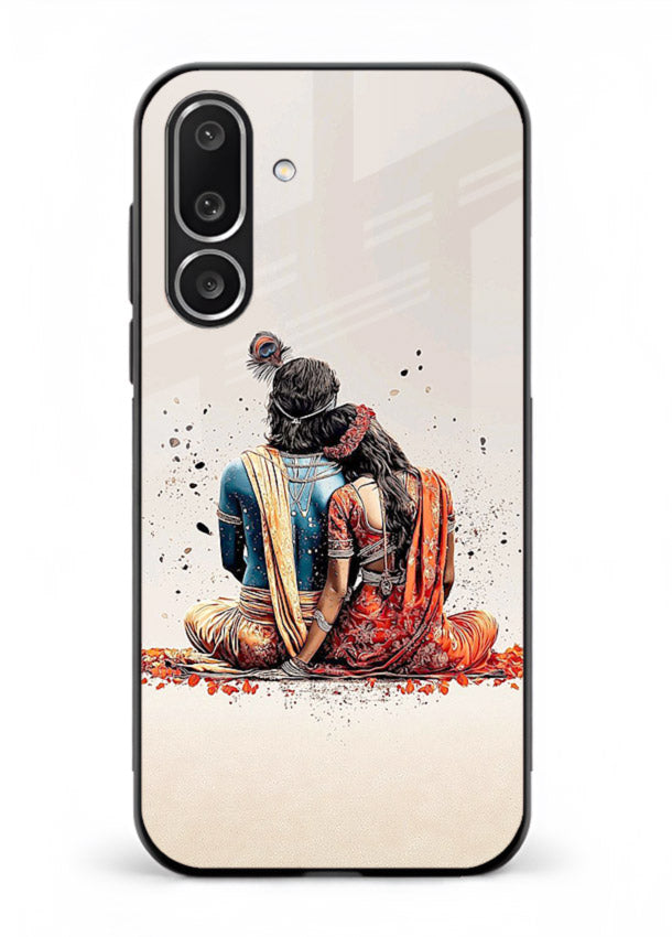 Radha Krishna back pose artwork for Samsung F56 5G