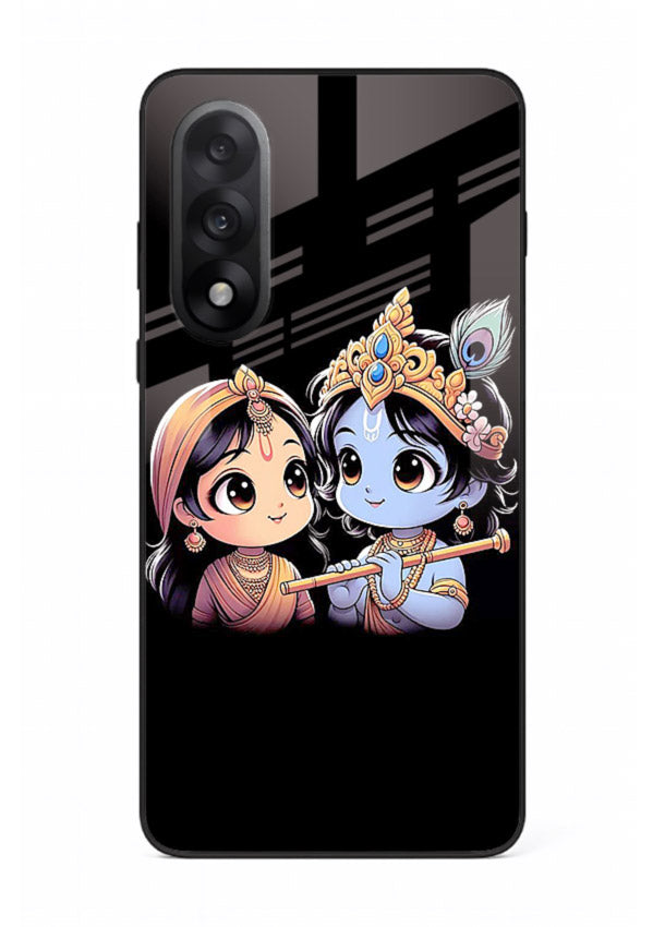 Cute Radha Krishna on dark theme OnePlus Nord 5 glass back devotional couple case