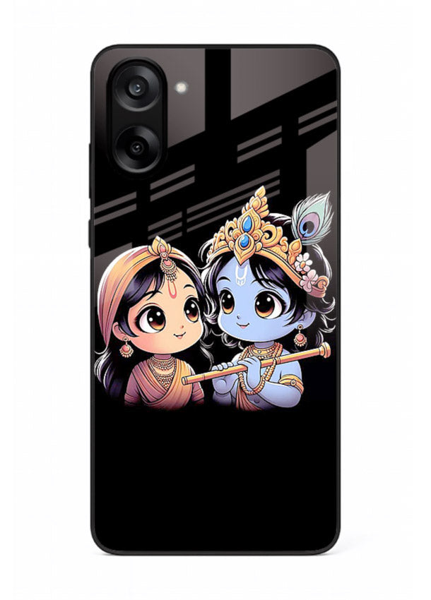 Cute Radha Krishna on dark theme OnePlus Nord CE5 glass back devotional couple case