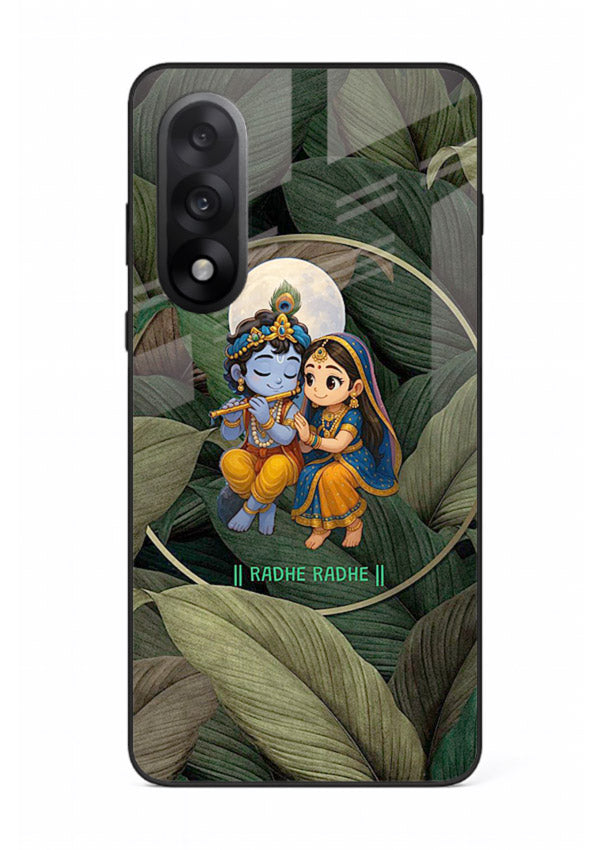 Radha Krishna leaves nature art OnePlus Nord 5 glass green devotional cover