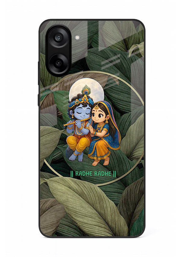Radha Krishna leaves nature art OnePlus Nord CE5 glass green devotional cover