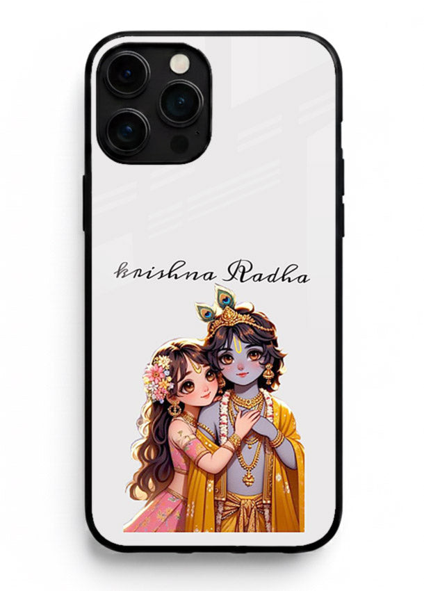 Minimal Radha Krishna pastel art iphone 16 pro max devotional aesthetic cover