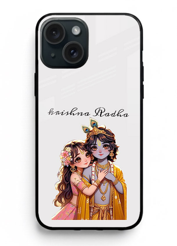 Minimal Radha Krishna pastel art iphone 14 devotional aesthetic cover