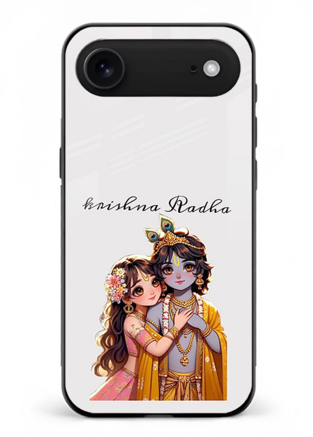 Minimal Radha Krishna pastel art iphone 18 air devotional aesthetic cover