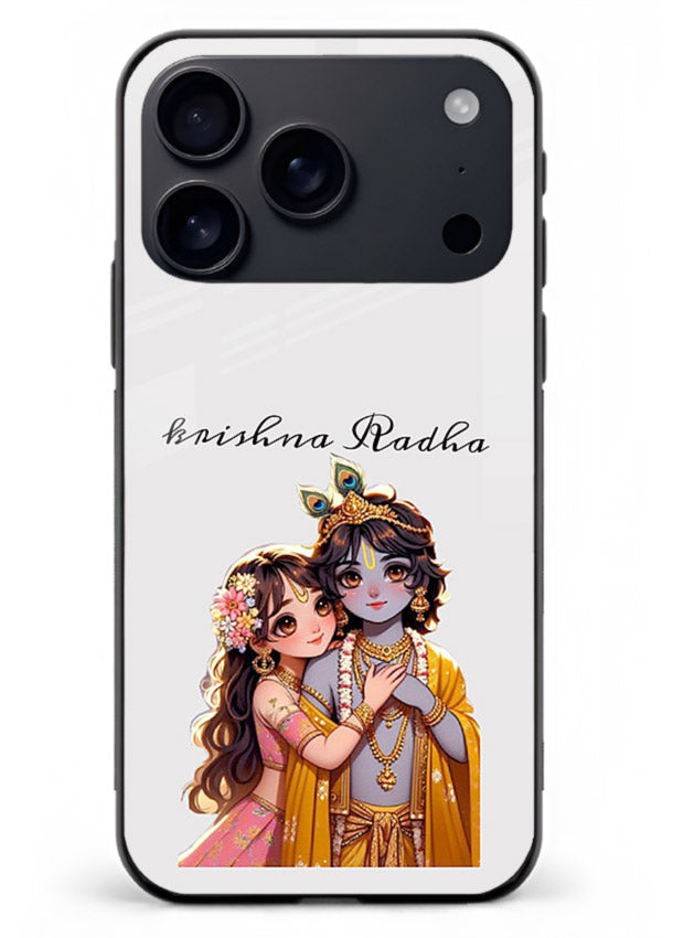 Minimal Radha Krishna pastel art iphone 18 pro max devotional aesthetic cover