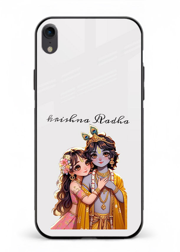 Minimal Radha Krishna pastel art iphone xr devotional aesthetic cover