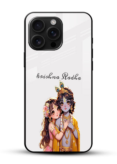 Minimal Radha Krishna pastel art glossy vibrant premium devotional aesthetic cover - Angle Front
