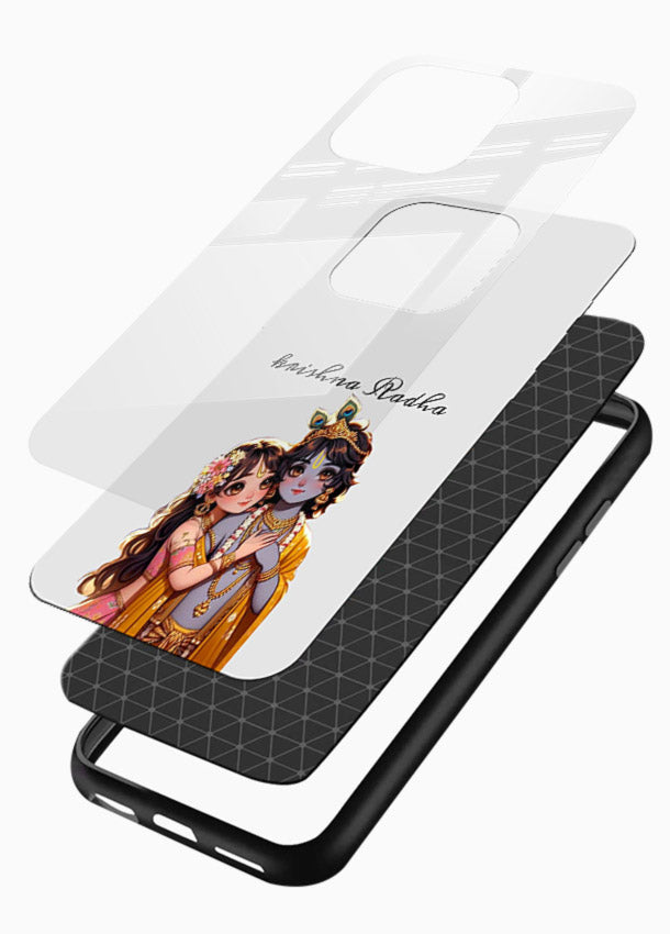 Minimal Radha Krishna pastel art glossy vibrant premium devotional aesthetic cover - Angle Layers