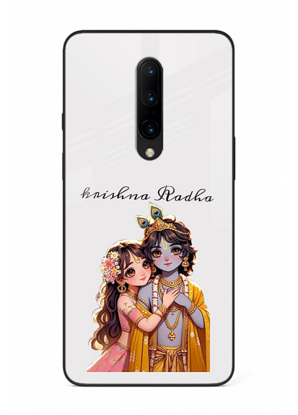 Minimal Radha Krishna pastel art OnePlus 8 devotional aesthetic cover