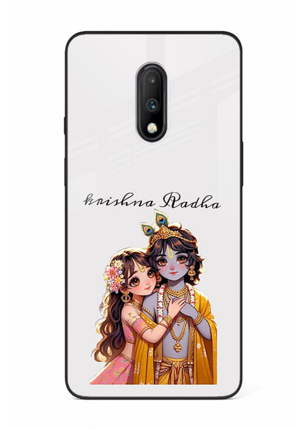 Minimal Radha Krishna pastel art OnePlus 7 devotional aesthetic cover