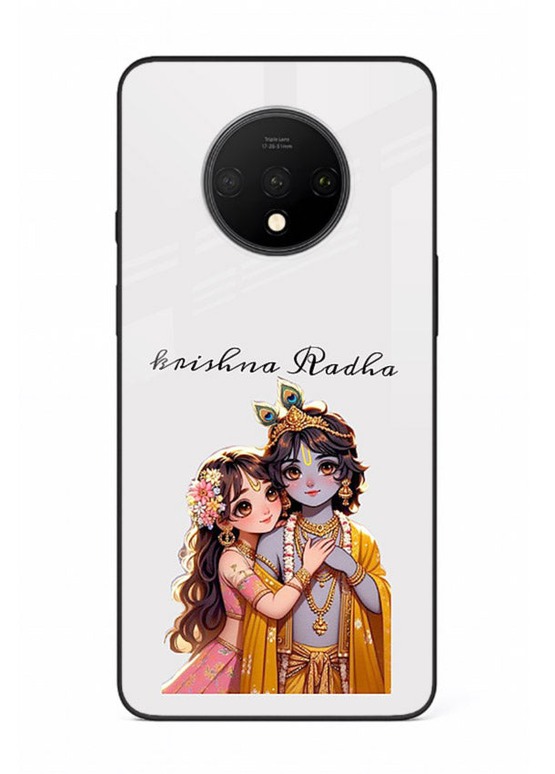 Minimal Radha Krishna pastel art OnePlus 7T devotional aesthetic cover