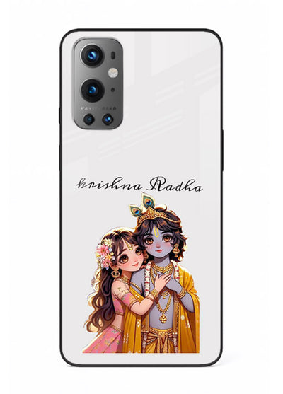Minimal Radha Krishna pastel art OnePlus 9 devotional aesthetic cover