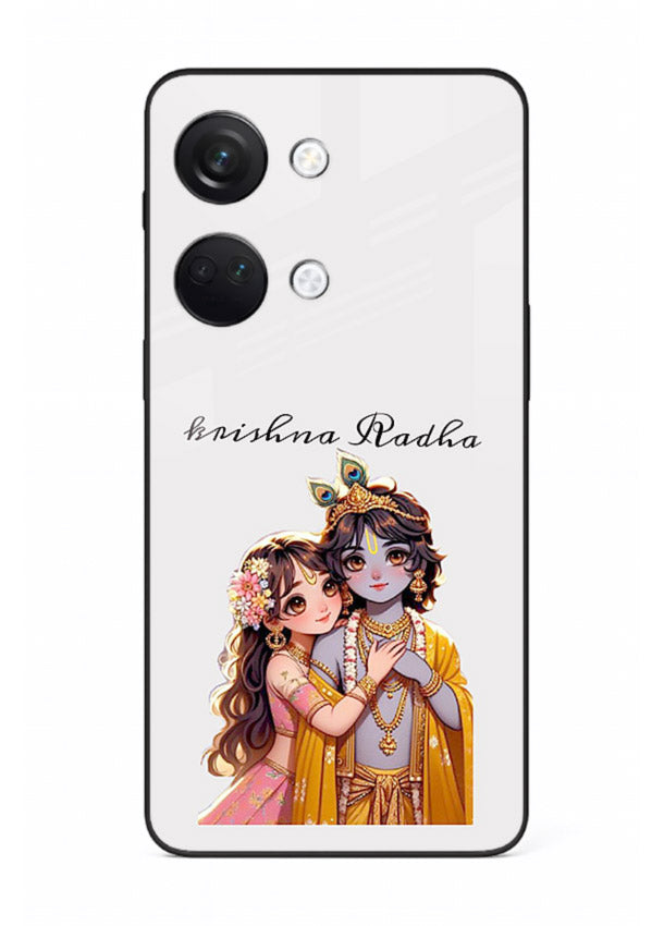 Minimal Radha Krishna pastel art OnePlus Nord 3 devotional aesthetic cover