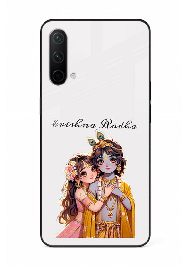 Minimal Radha Krishna pastel art OnePlus Nord CE 5G devotional aesthetic cover